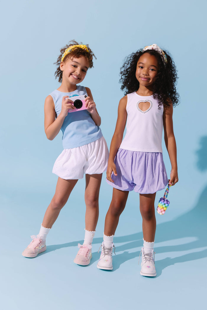 Lola + The Boys White Crystal Heart Tank