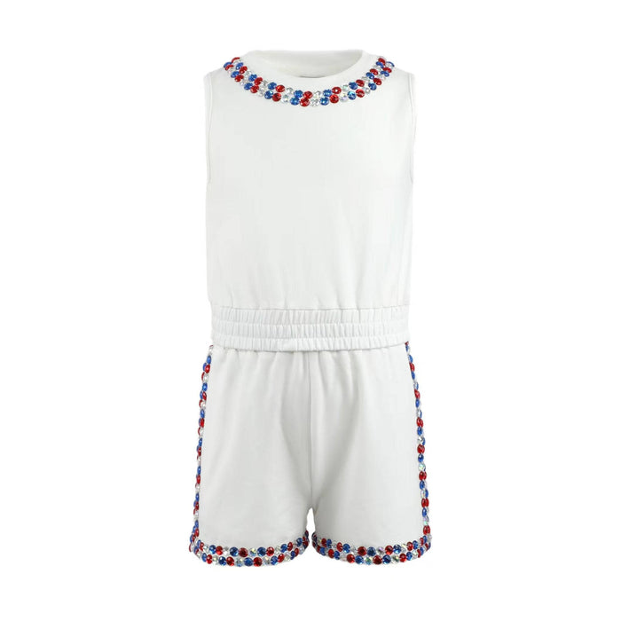 Lola + The Boys White Gems Short Set