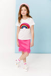 Lola + The Boys Small Women's Feather Trims Bright Pink Skirt
