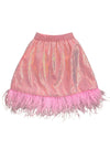 Lola + The Boys Adult Small / Light Pink Women's Feather Trims Pink Sequin Skirt