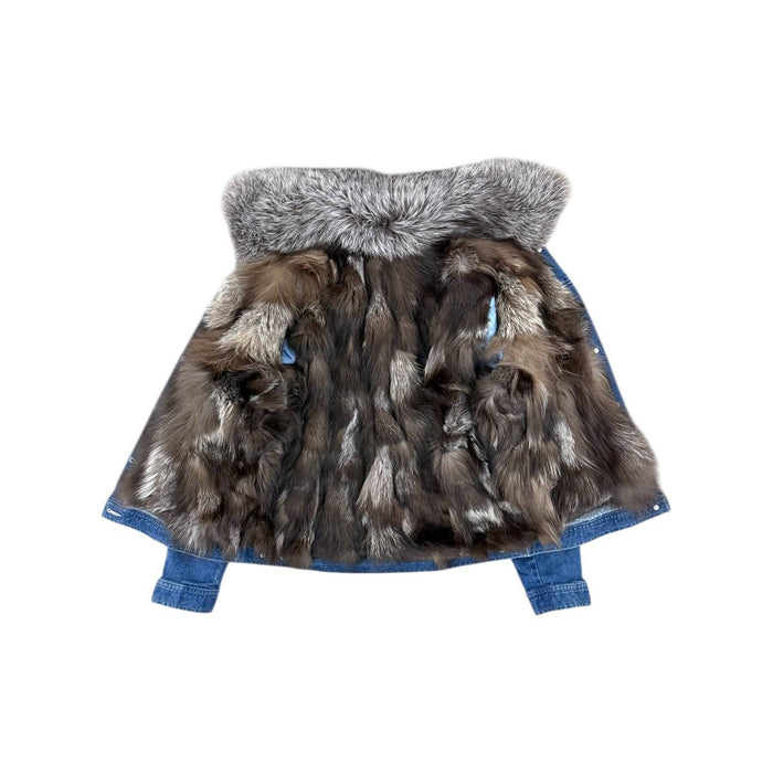 Lola + The Boys Medium Women’s Ombre Fur Fux Denim Jacket