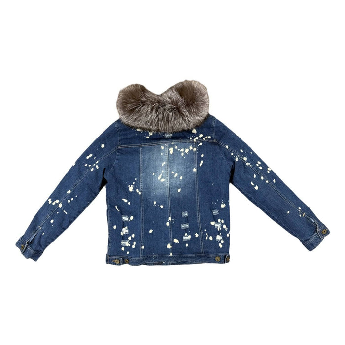 Lola + The Boys Medium Women’s Ombre Fur Fux Denim Jacket
