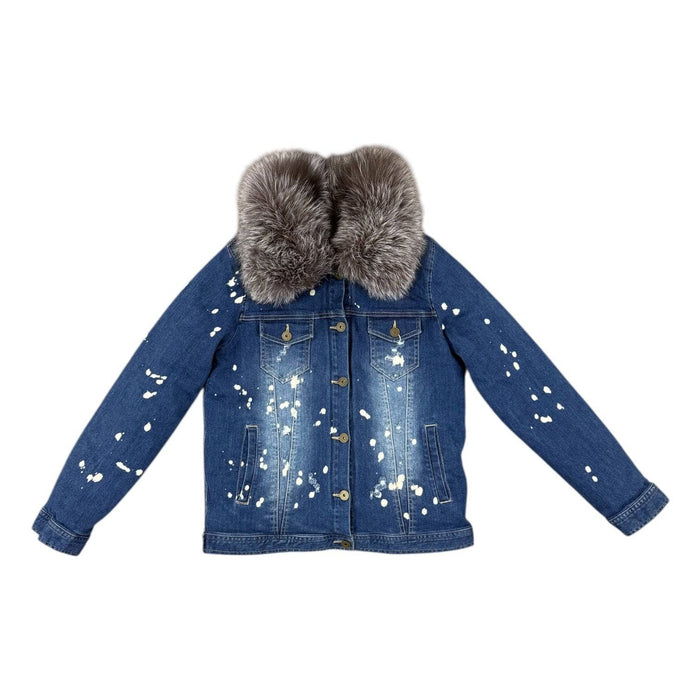 Lola + The Boys Medium Women’s Ombre Fur Fux Denim Jacket