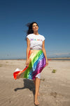 Lola + The Boys Women’s Painted Rainbow Midi Skirt
