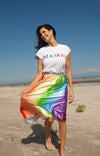 Lola + The Boys Women’s Painted Rainbow Midi Skirt