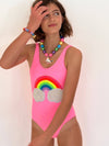 Lola + The Boys Adult Small Women's Pearl Clouds Rainbow Swimsuit
