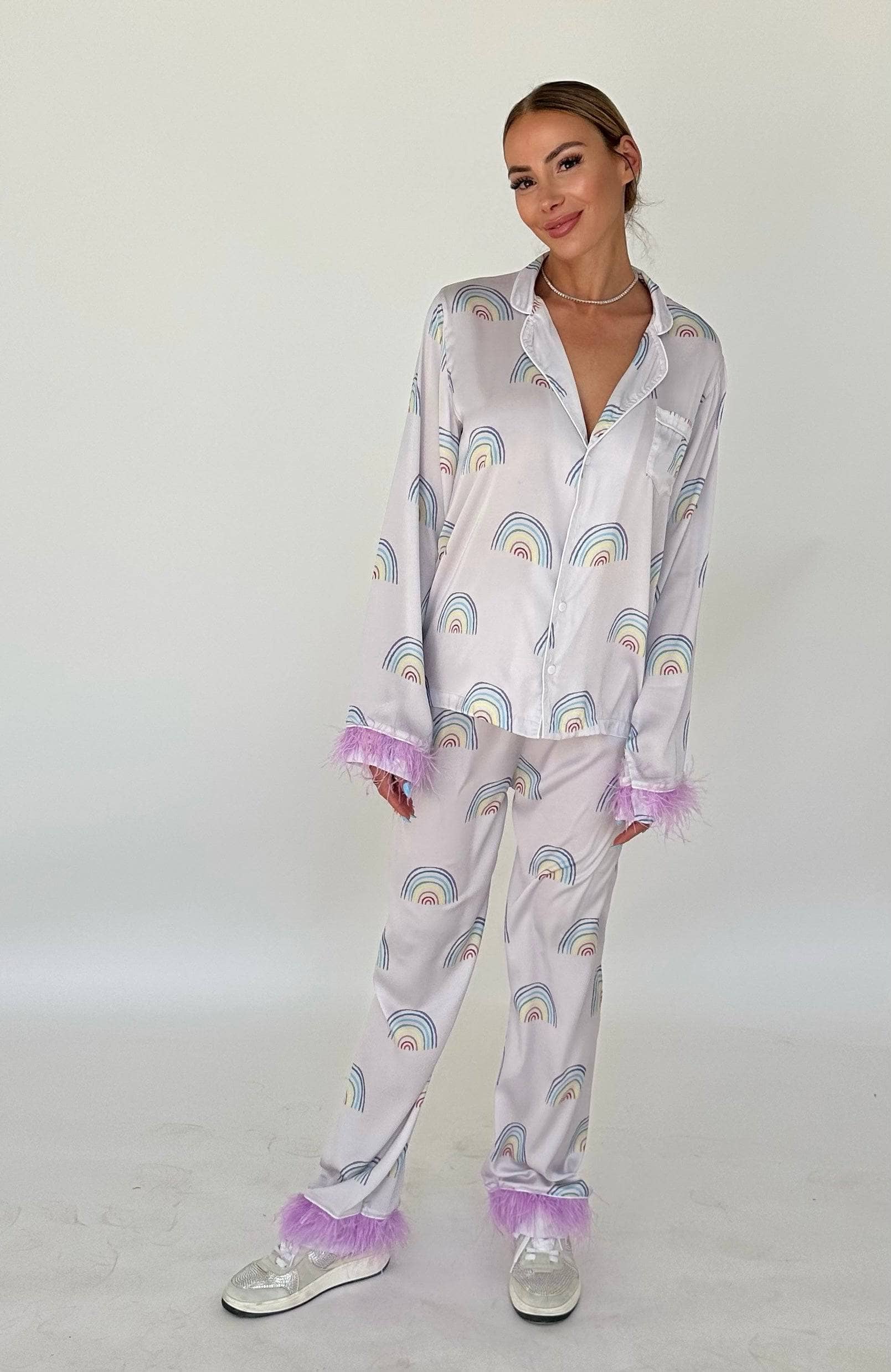 Women's Rainbow Feather Silky Pajamas