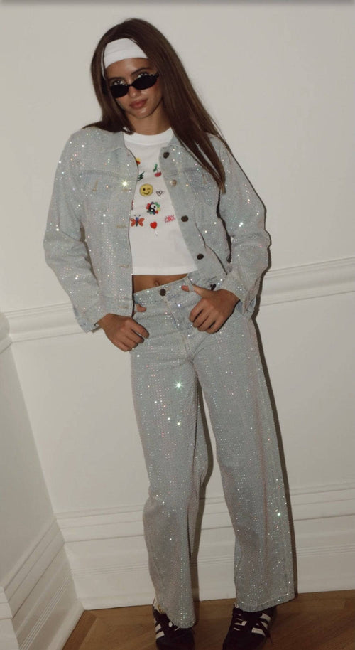 Lola + The Boys Women's Sparkle Crystal Denim Jeans