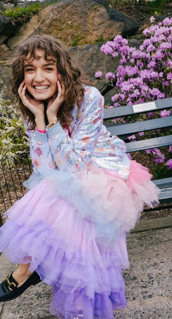 lola-archive-sale Womens Women's GOOD VIBES Doodle Sequin Bomber