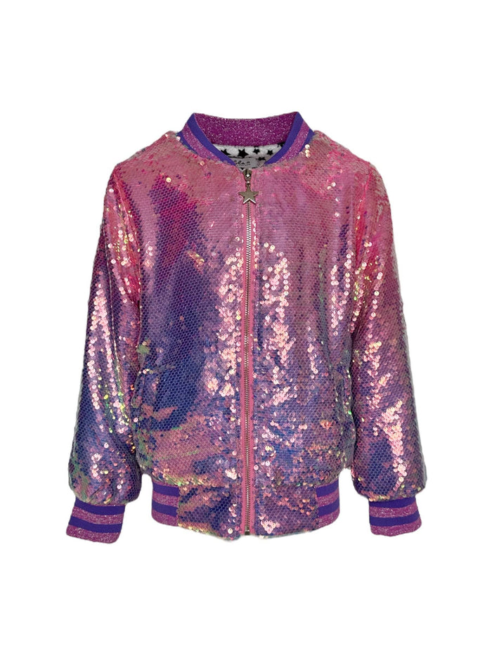 Lola + The Boys Womens Small Women's Lavender Haze Sequin Bomber