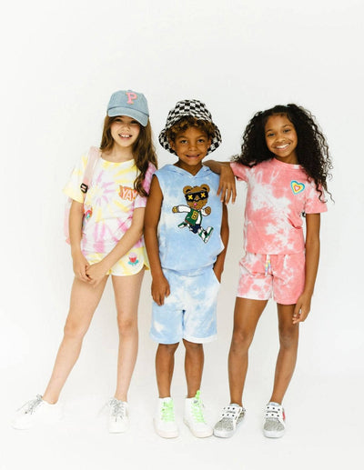 Lola + The Boys YAY Patch Tie Dye Short Set