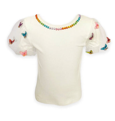 Lola + The Boys 3-D Rainbow Butterflies Puff T-shirt
