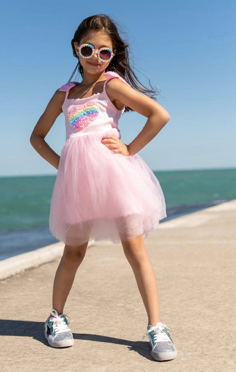 pink heart tulle dress Lace & Beads exclusive wrapped tulle mini dress in pink and red heart