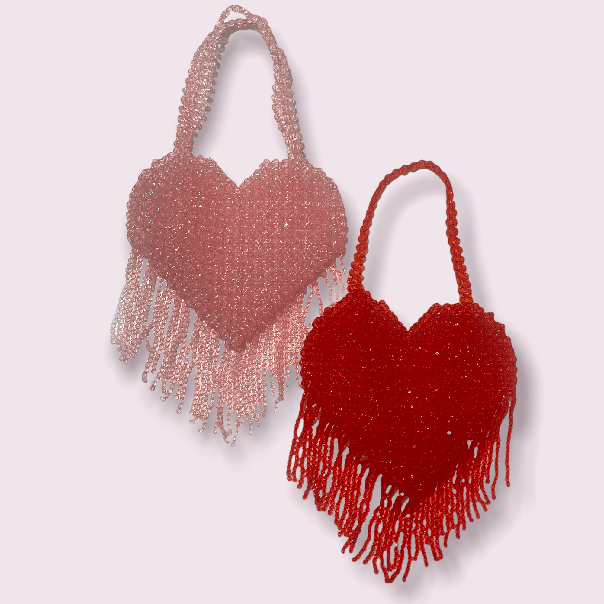 Lola & The Boys Beaded Fringe Love Purse in Pink
