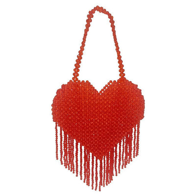 Lola + The Boys Accessories Red Beaded Fringe Love Purse