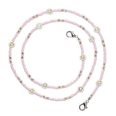 Top Trenz Accessories Light Pink with White/Gold Heart Beads Beaded Mask Chains
