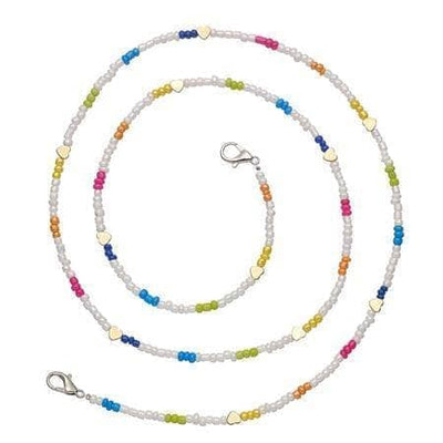Top Trenz Accessories White Beaded Rainbow with Gold Beads Beaded Mask Chains