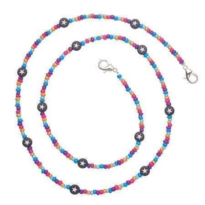 Top Trenz Accessories Dark Rainbow with Black Star Beads Beaded Mask Chains