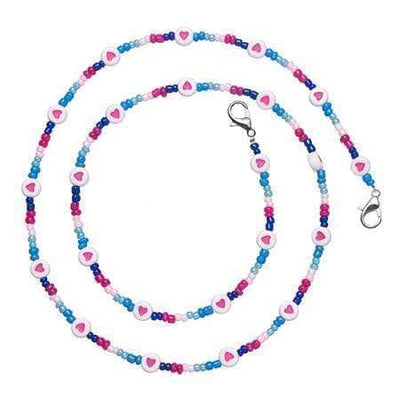 Top Trenz Accessories Blue/Turquoise/Light Pink with Pink Heart Beads Beaded Mask Chains