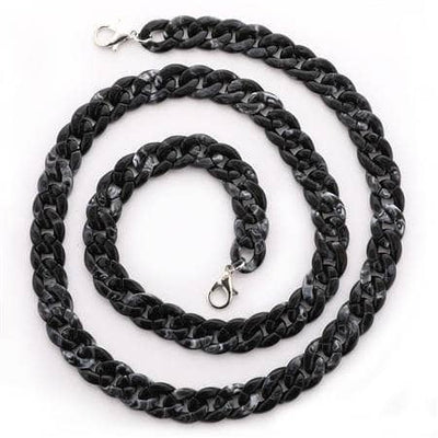 Lola + The Boys Accessories Black Marble Chain Link Mask Chains