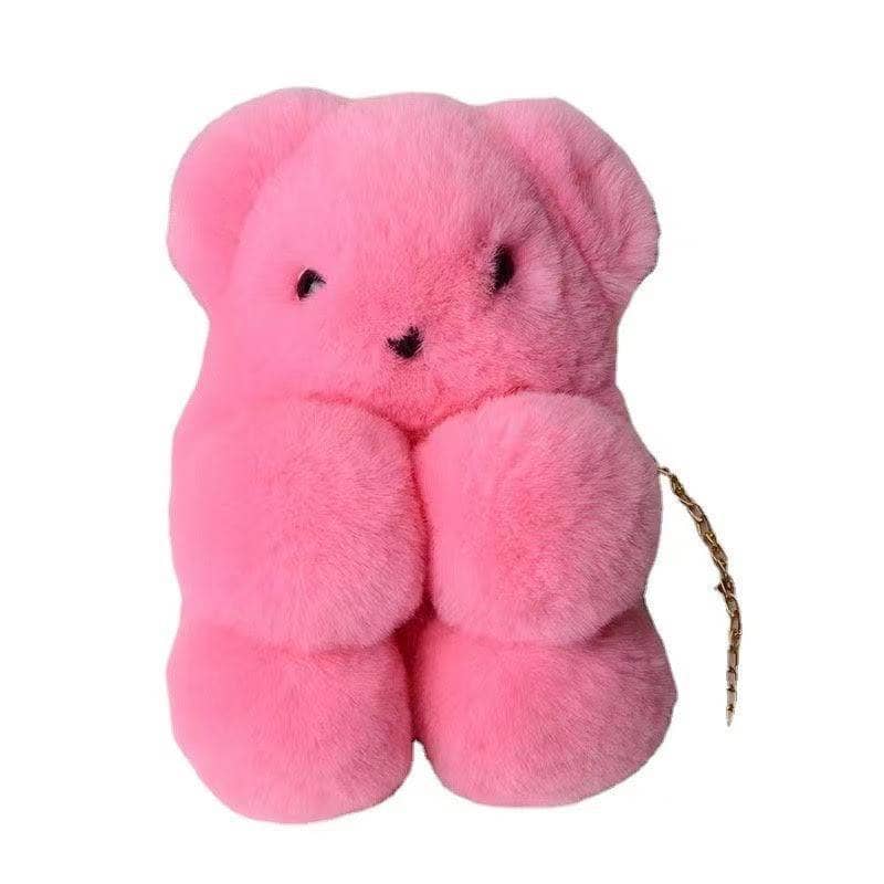 Teddy Bear Fuzzy Plush Shoulder Bag