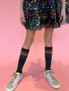 Lola + The Boys Accessories Black Rainbow Super Fun Socks