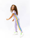 Lola + The Boys Apparel & Accessories Lavender Rainbow Sequin Jogger Set