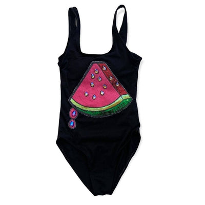 Lola + The Boys Bead watermelon swimsuit black
