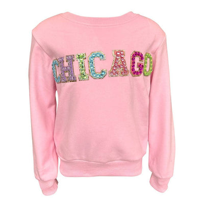 Lola + The Boys Beads Chicago Sweatshirt- Pink