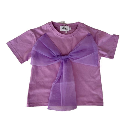 Lola + The Boys Big Bow T-shirt (pink and lavender)