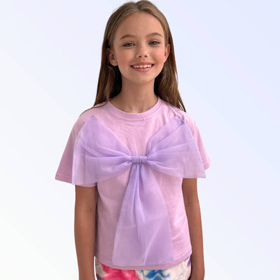 Lola + The Boys Big Bow T-shirt (pink and lavender)