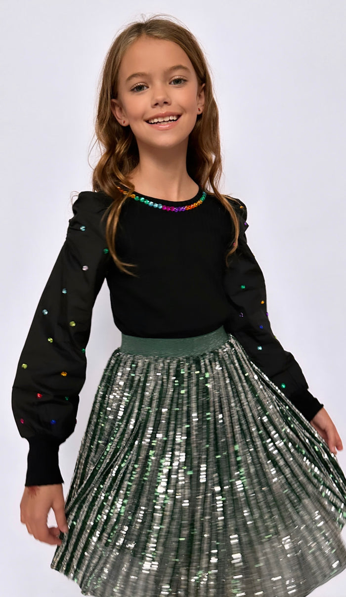 exclude-fall Bottoms Candy Cane Sequin Striped Skirt