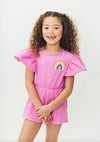 Lola + The Boys Bottoms Pink Terry Rainbow Romper