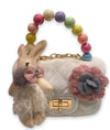 Lola + The Boys White Bunny velour mini purse