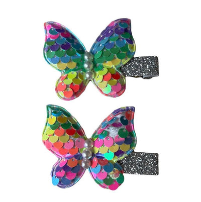 Lola + The Boys rainbow Butterfly hair clip (pack of 2)