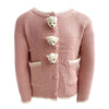 Lola + The Boys Button-Ups 3 Bear Pink Knit Cardigan