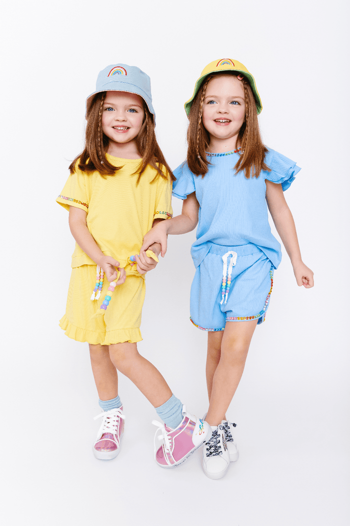 Lola + The Boys Candy Beaded Gem Ruffle Set Yellow