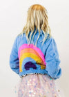 Lola + The Boys coat Rainbow Faux Fur Coat Baby Blue