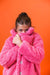 Womens Hot Pink Crystal Teddy Coat