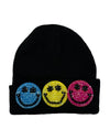 Lola + The Boys Black Crystal Rainbow Emoji Beanie