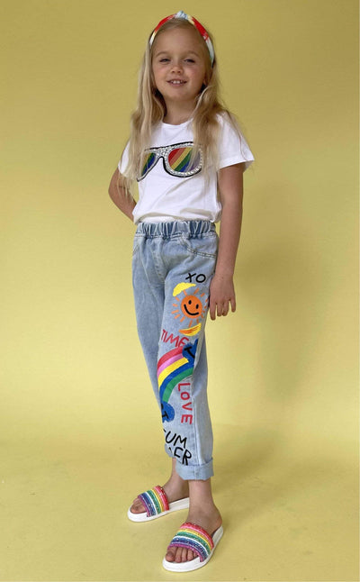 Lola + The Boys denim Painted Summer Rainbow Jeans