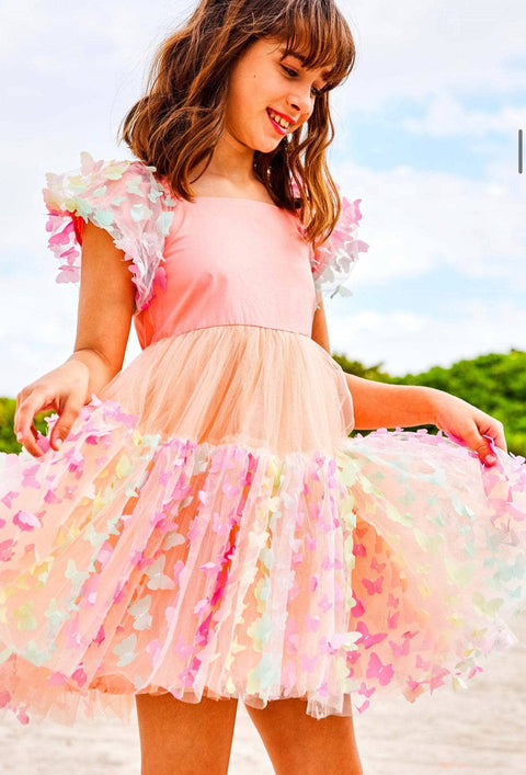 Lola + The Boys 3D Butterfly Puffy Sleeve Dress, 12