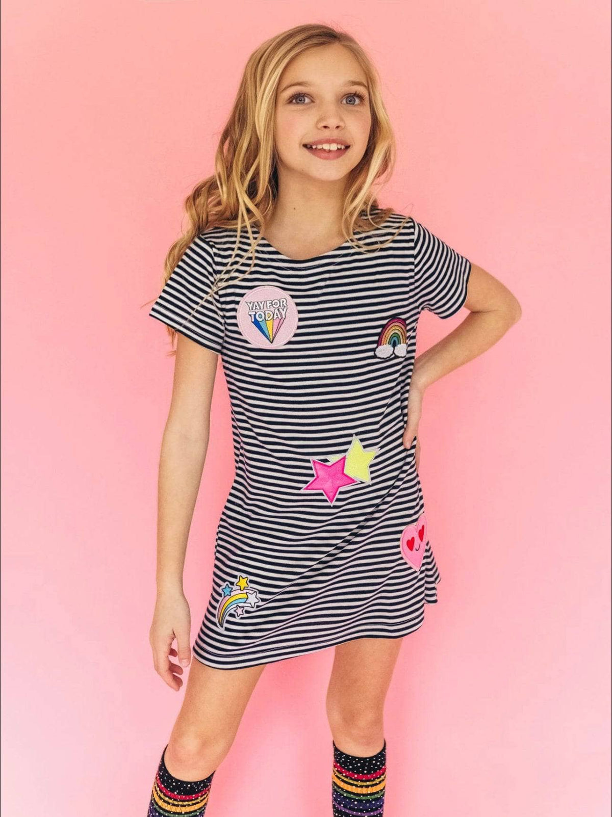 Mod Patch Stripe T Shirt Dress