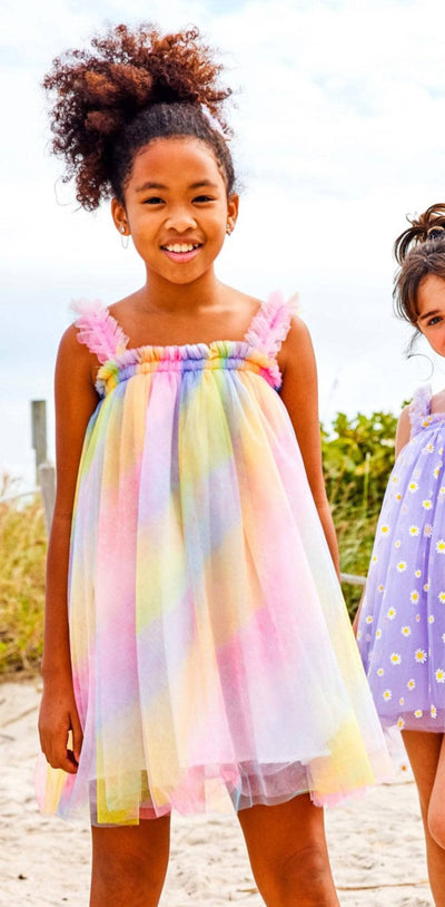 Girls Rainbow Ombre Logo Dress