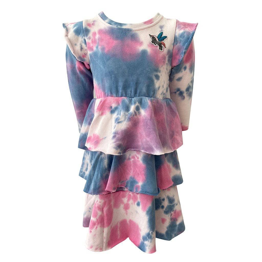 Bimba Y Lola Tie-dye Print Off-shouder Dress In Rosa