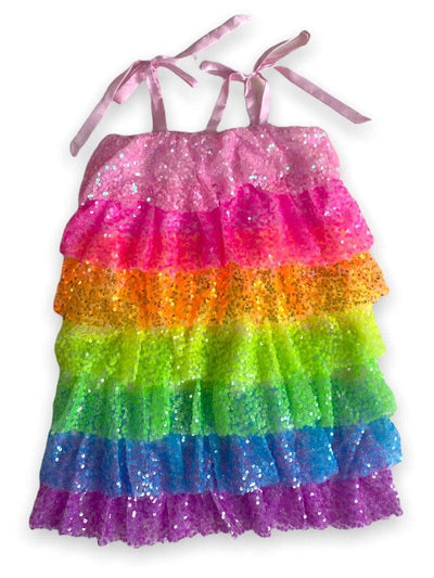 Lola & The Boys Dresses Neon Sequin Ruffle Dress