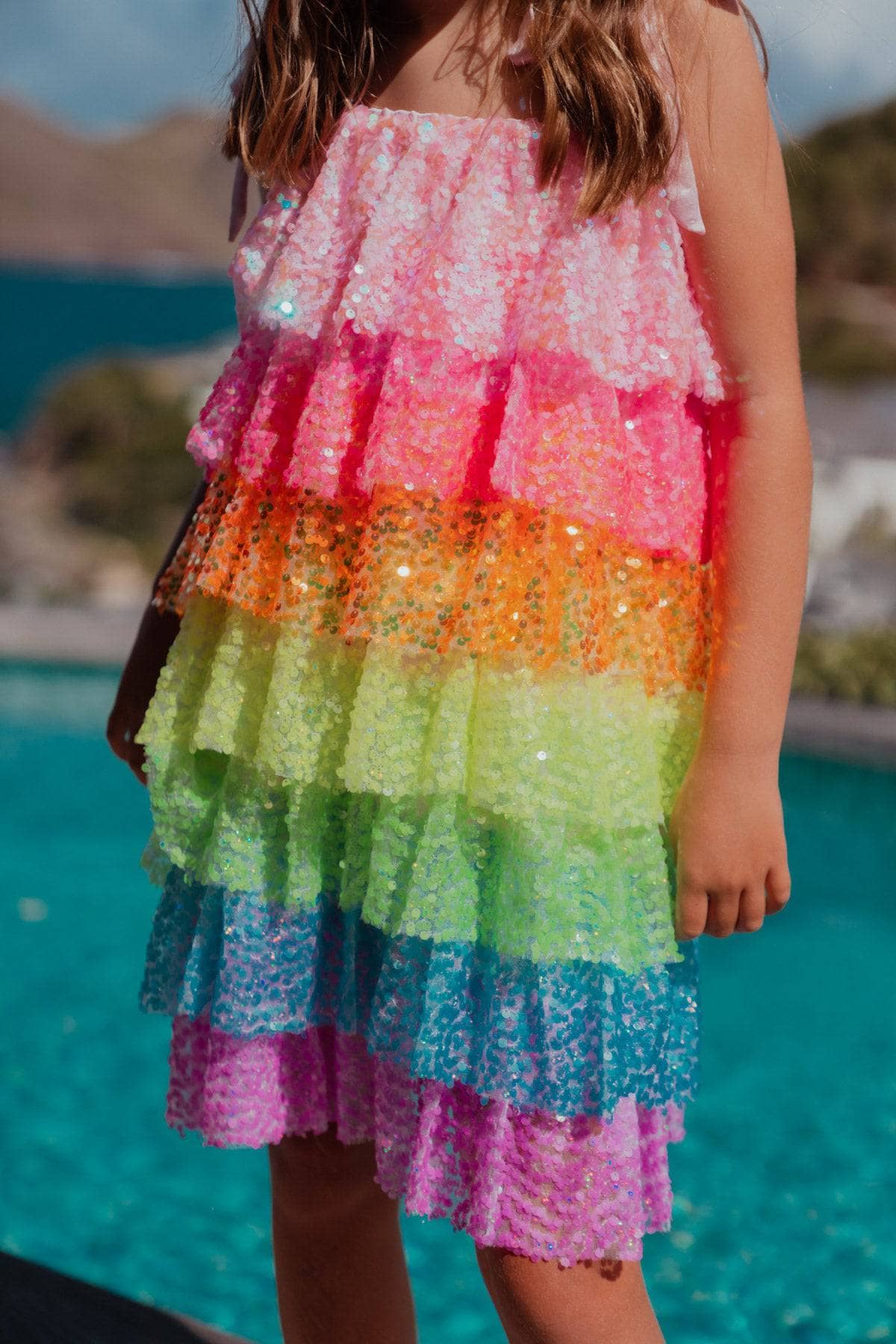 Neon Frill Sleeved Dress - Ready to Ship