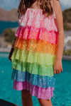 Lola & The Boys Dresses Neon Sequin Ruffle Dress