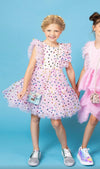 Lola + The Boys Foil Rainbow Hearts Tulle Dress