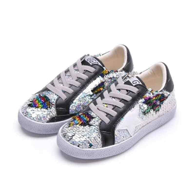 Lola + The Boys Footwear 5.5 C(21) / Silver / Glitter Midnight Sequin Flip Sneakers